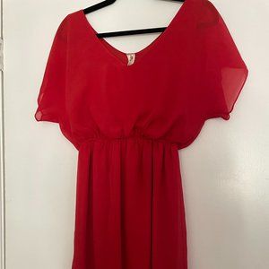 High-low Red Flowy Dress